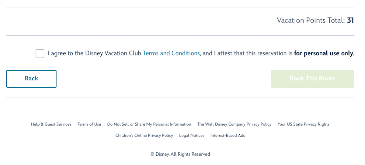 Disney Vacation Club Rental Disclaimer 202506